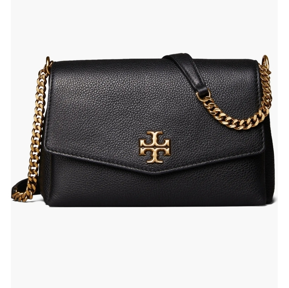 Tory Burch Small Kira Black Crossbody Bag with Gold Chain